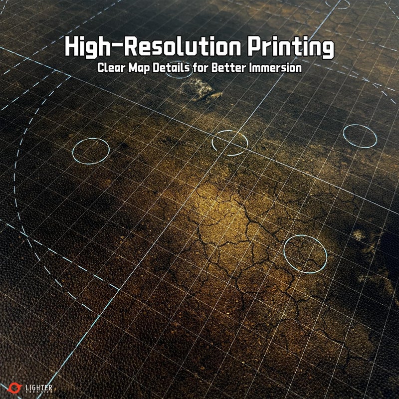 Lighter Creative Store 44'' x 60'' Battle Mat Gridded War-Gaming Mat for WH40K Pariah Nexus Deployment Zone - Made of Synthetic Leather, 1.1mm Thickness (Doomsday Barrens) - Image 5